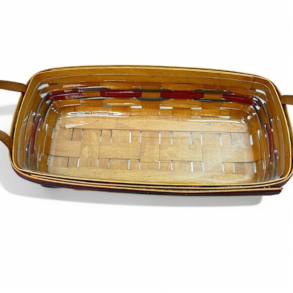 Longaberger Crisco Rectangle Bread Basket Handles With Plastic Liner  1993  USA - Picture 2 of 9